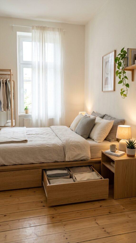 Under bed storage keeps clutter 12