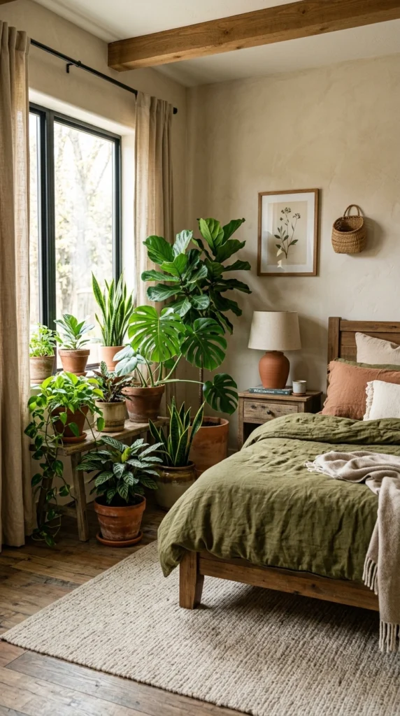 18 Earthy Bedroom Ideas That Instantly Ground Your Space 3 earthy bedroom with ind 003b 1