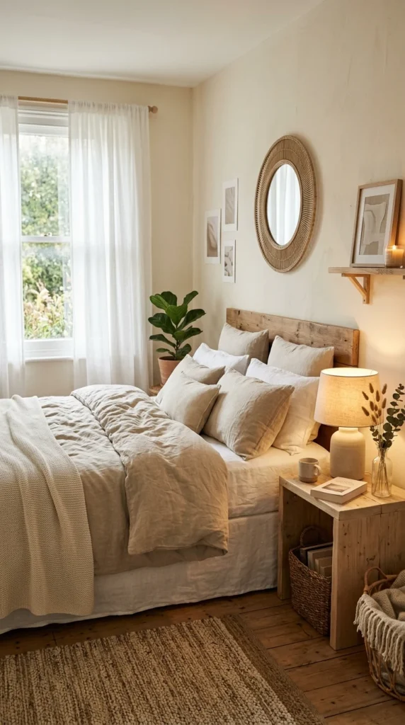 30 Cozy Bedroom Ideas That Feel Warm, Calm & Ultra-Comfortable 1 idea 1 soft neutral linen sanc 001b