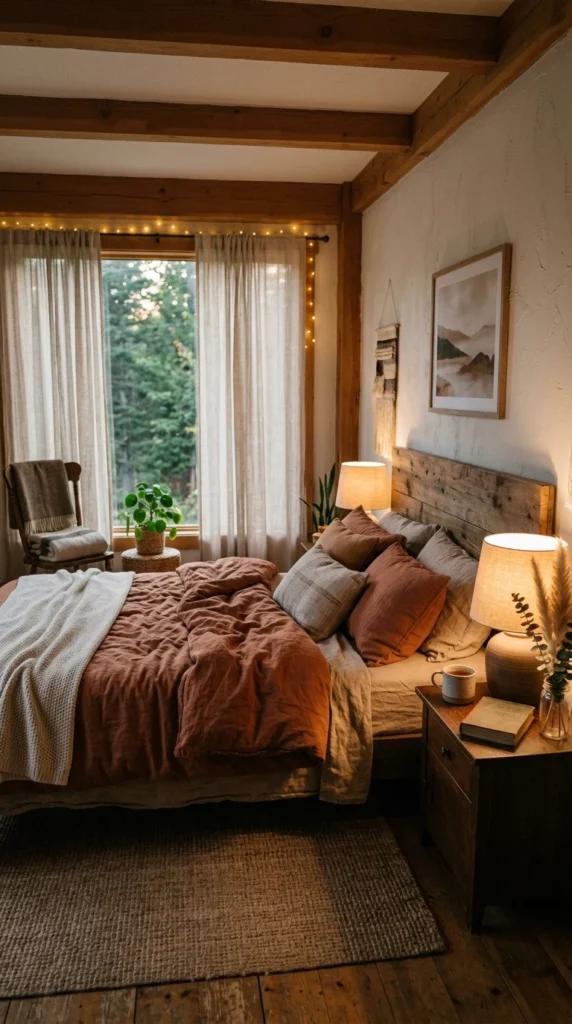 30 Cozy Bedroom Ideas That Feel Warm, Calm & Ultra-Comfortable 11 idea 11 earth tone cozy retrea 011b