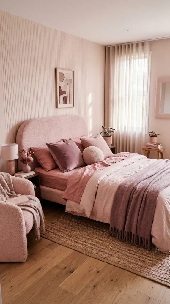15 Pink Bedroom Ideas That Feel Chic, Not Childish (Elegant & Cozy) 11 idea 11 textured monochrome pi 011