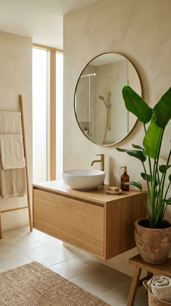 30 Japandi Bathroom Ideas That Feel Like a Luxury Spa at Home 13 idea 13 indoor plant zen bathr 013