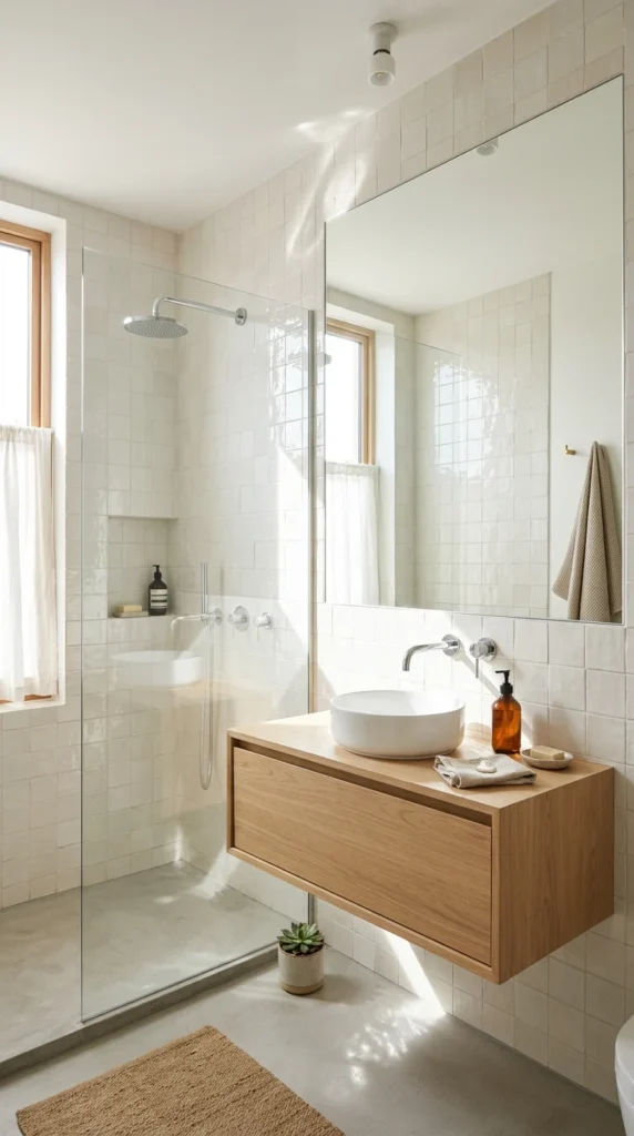 20 Small Full Bathroom Ideas That Make Your Space Look Bigger Instantly 13 idea 13 reflective tile design 013