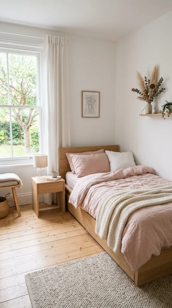 15 Pink Bedroom Ideas That Feel Chic, Not Childish (Elegant & Cozy) 14 idea 14 scandinavian pink bedr 014b