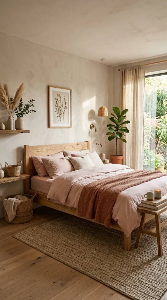 15 Pink Bedroom Ideas That Feel Chic, Not Childish (Elegant & Cozy) 15 idea 15 pink and wood organic 015