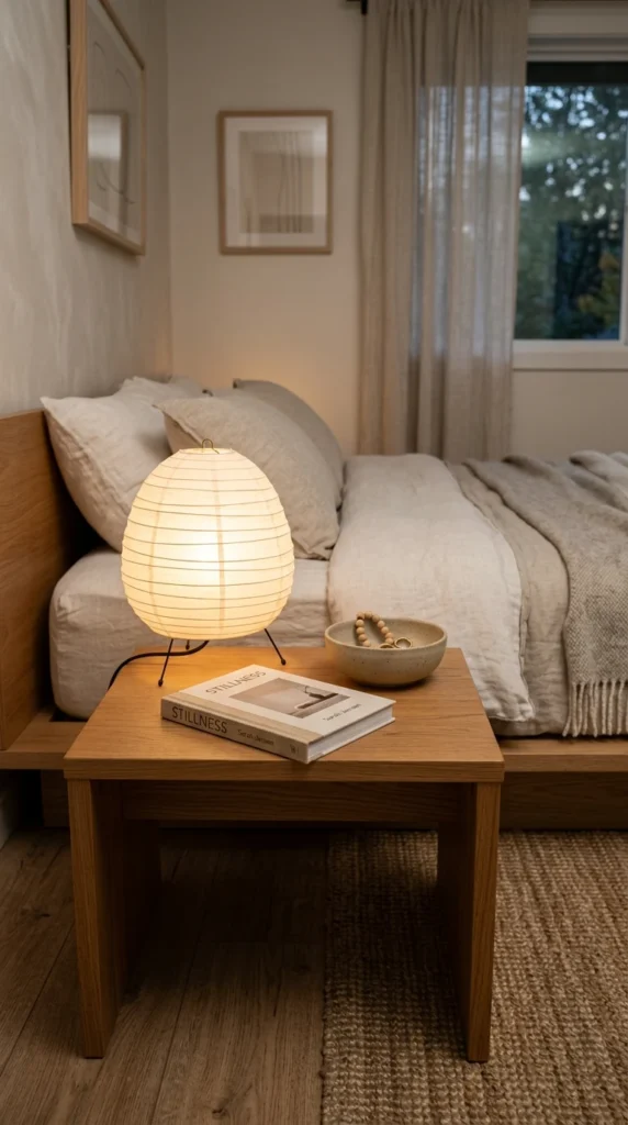30 Japandi Bedroom Ideas That Feel Calm, Warm & Minimal (2026 Guide) 17 idea 16 minimal nightstand sty 016