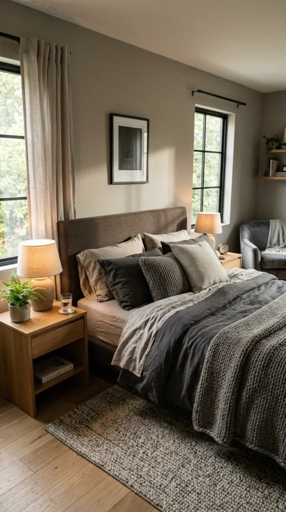 30 Cozy Bedroom Ideas That Feel Warm, Calm & Ultra-Comfortable 16 idea 16 warm grey modern cozy 016b