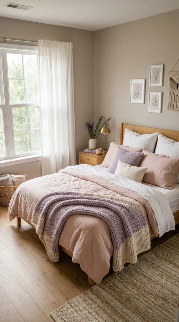 30 Cozy Bedroom Ideas That Feel Warm, Calm & Ultra-Comfortable 18 idea 18 soft pastel cozy bedro 018b