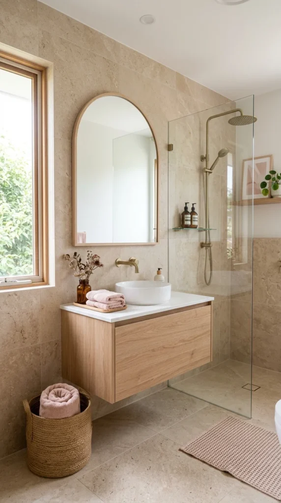 30 Pink Bathroom Ideas for a Soft, Spa-Like and Modern Aesthetic Home 18 idea 18 warm neutral and pink 018b