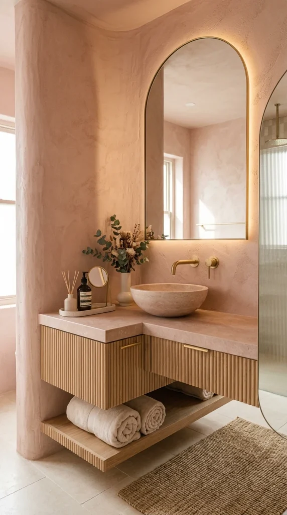 30 Pink Bathroom Ideas for a Soft, Spa-Like and Modern Aesthetic Home 19 idea 19 soft luxury textured p 019b