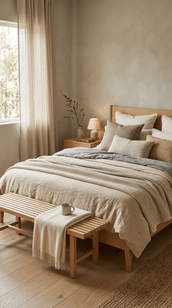 30 Japandi Bedroom Ideas That Feel Calm, Warm & Minimal (2026 Guide) 2 idea 2 soft neutral layered be 002