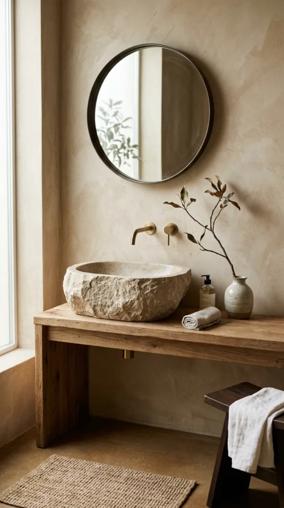 30 Japandi Bathroom Ideas That Feel Like a Luxury Spa at Home 2 idea 2 stone sink minimalist c 002