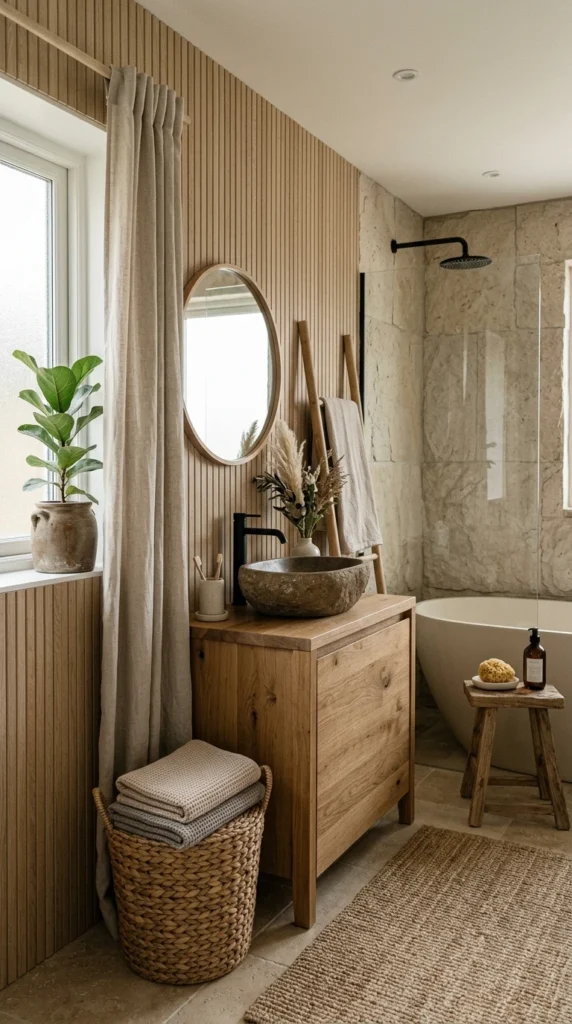 30 Japandi Bathroom Ideas That Feel Like a Luxury Spa at Home 21 idea 21 neutral layered textur 021