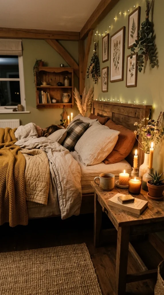 30 Cozy Bedroom Ideas That Feel Warm, Calm & Ultra-Comfortable 27 idea 27 earthy candle glow bed 027