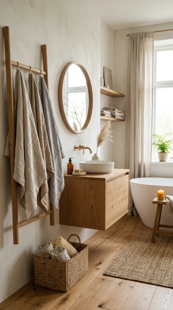 30 Japandi Bathroom Ideas That Feel Like a Luxury Spa at Home 28 idea 28 linen soft texture bat 028b