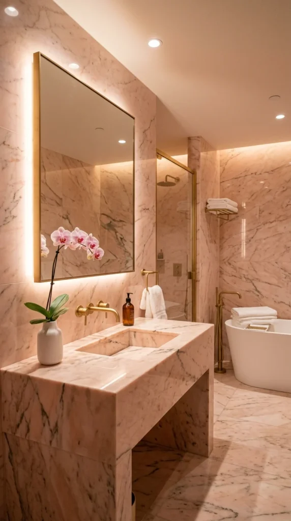 30 Pink Bathroom Ideas for a Soft, Spa-Like and Modern Aesthetic Home 3 idea 3 luxury marble pink stat 003