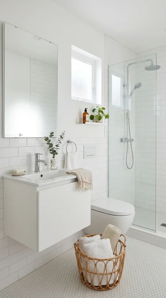 20 Small Full Bathroom Ideas That Make Your Space Look Bigger Instantly 4 idea 4 all white airy bathroom 004