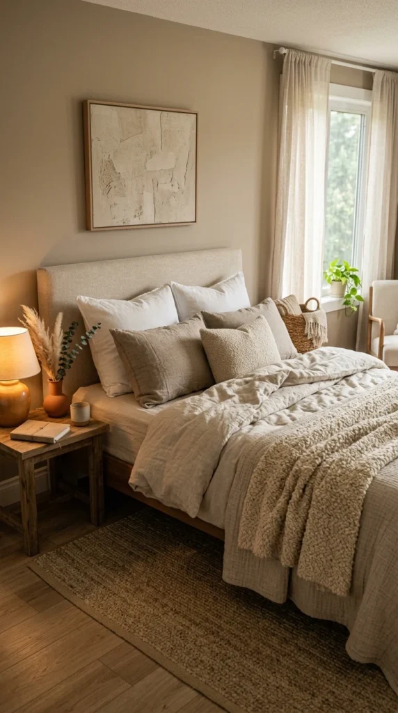 30 Cozy Bedroom Ideas That Feel Warm, Calm & Ultra-Comfortable 4 idea 4 modern beige layered co 004b