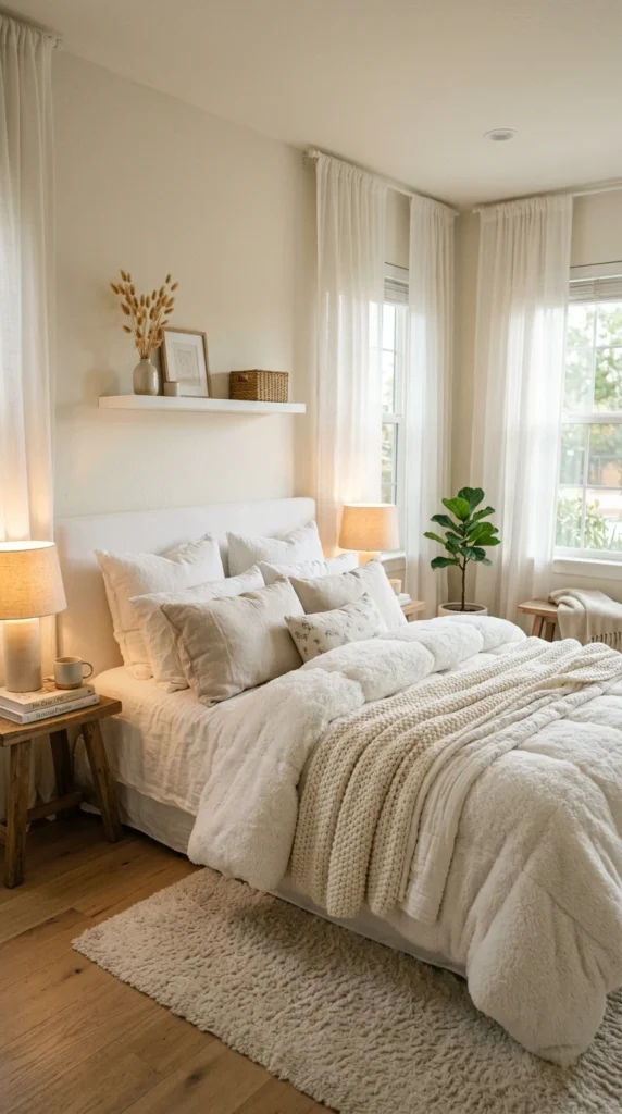 30 Cozy Bedroom Ideas That Feel Warm, Calm & Ultra-Comfortable 6 idea 6 soft cloud white dream 006