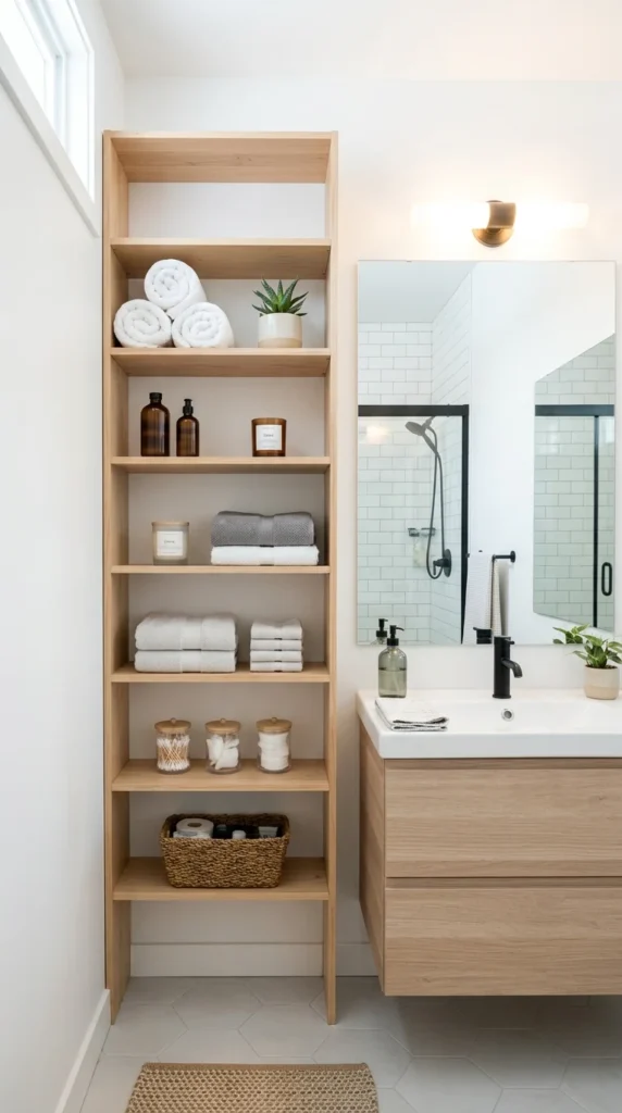 20 Small Full Bathroom Ideas That Make Your Space Look Bigger Instantly 6 idea 6 vertical storage wall d 006b