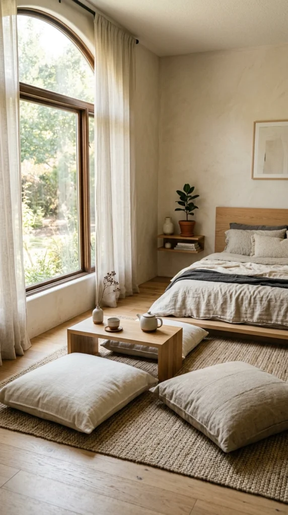 30 Japandi Bedroom Ideas That Feel Calm, Warm & Minimal (2026 Guide) 7 idea 7 japandi bedroom with fl 007b