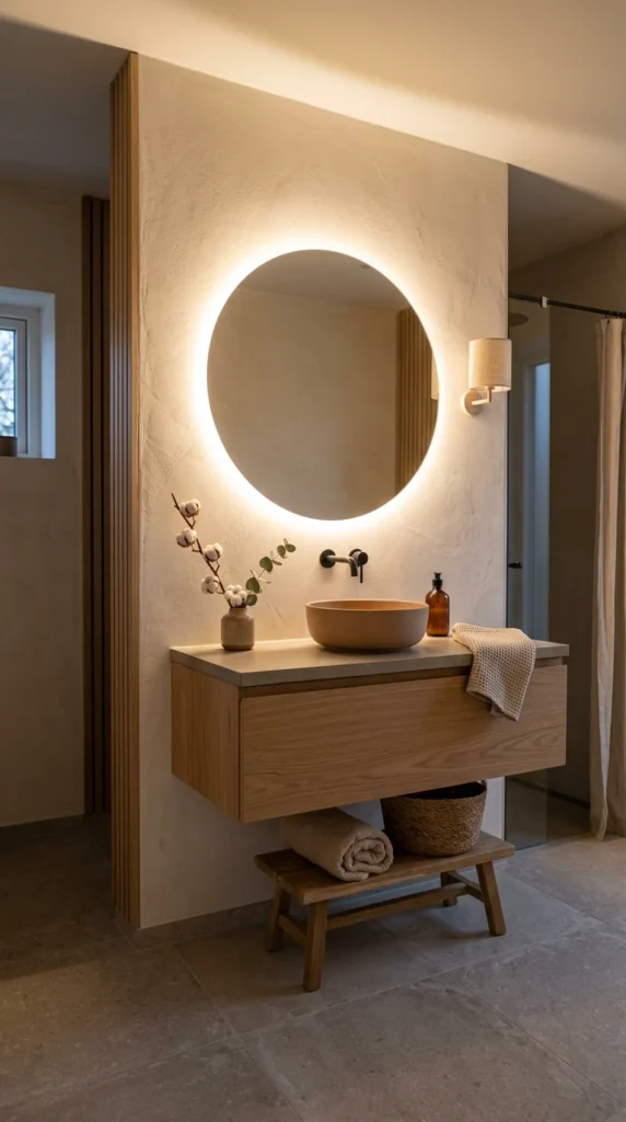 30 Japandi Bathroom Ideas That Feel Like a Luxury Spa at Home 7 idea 7 soft led warm lighting 007