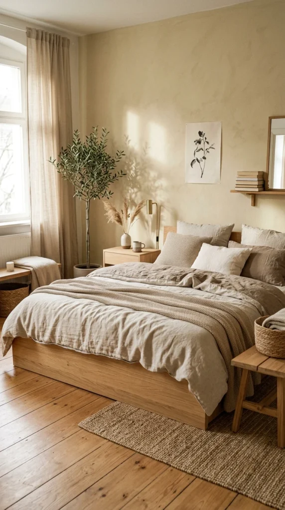 30 Cozy Bedroom Ideas That Feel Warm, Calm & Ultra-Comfortable 8 idea 8 japandi minimal warm co 008b