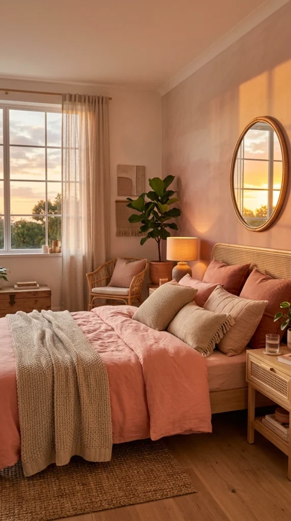 15 Pink Bedroom Ideas That Feel Chic, Not Childish (Elegant & Cozy) 8 idea 8 warm sunset pink bedroo 008