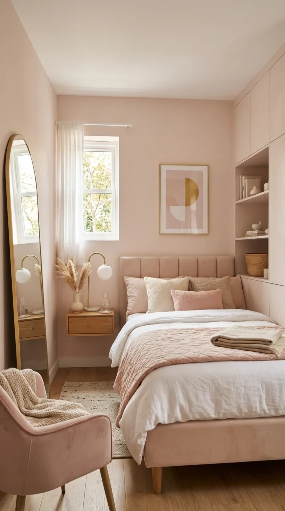 15 Pink Bedroom Ideas That Feel Chic, Not Childish (Elegant & Cozy) 9 idea 9 small apartment pink be 009b