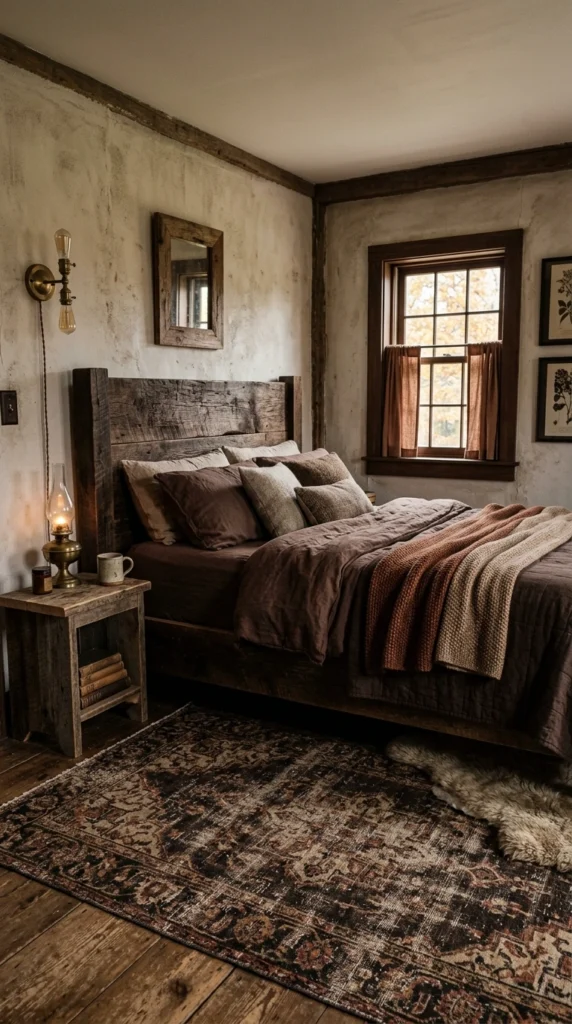 18 Earthy Bedroom Ideas That Instantly Ground Your Space 7 rustic earth tone bedro 007