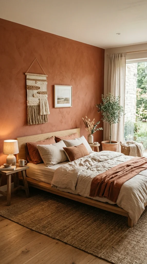 18 Earthy Bedroom Ideas That Instantly Ground Your Space 1 warm terracotta and lin 001b 1