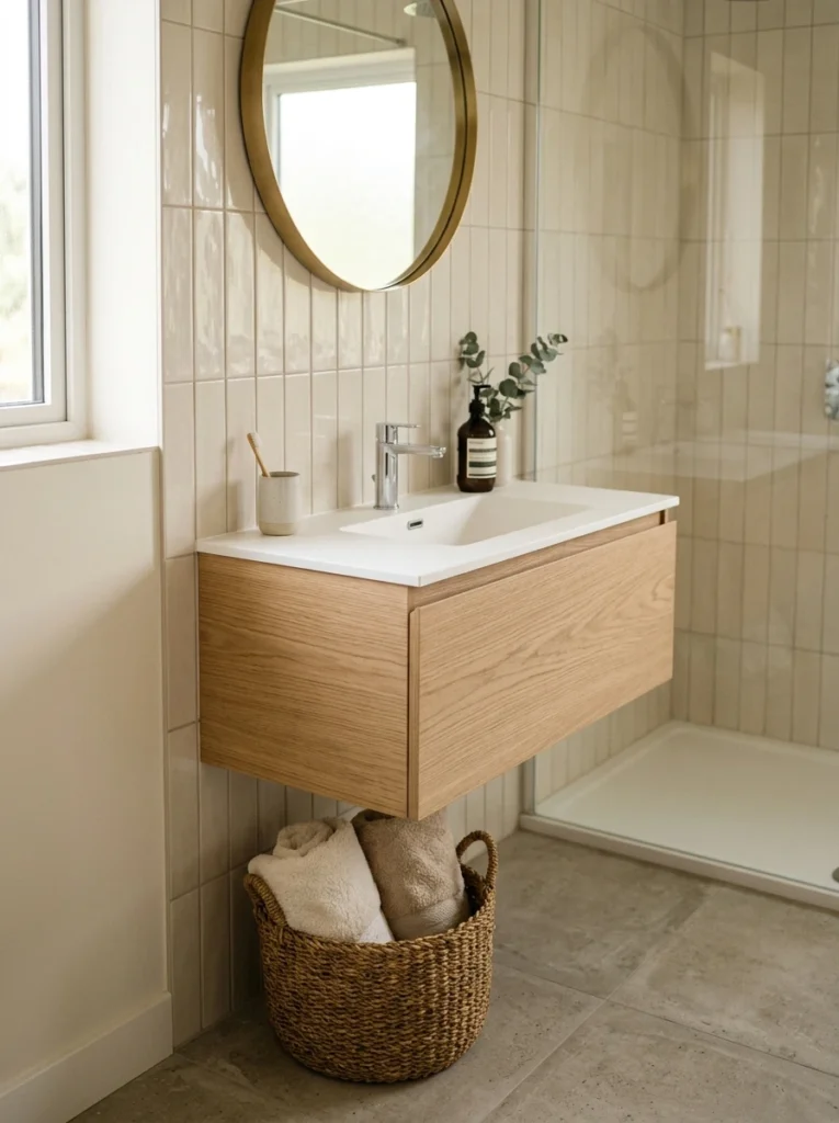 1 Slim floating vanity cabinet small bathroom