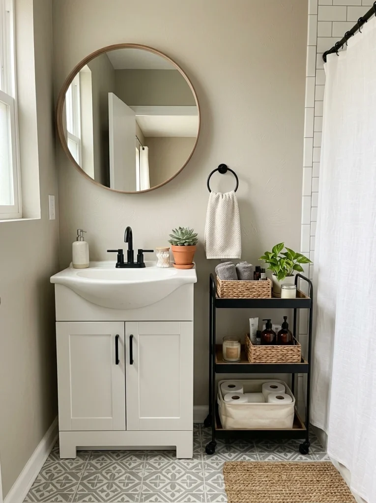 30 Very Small Bathroom Ideas That Make Your Space Feel Bigger 11 11 Rental bathroom makeover neutral