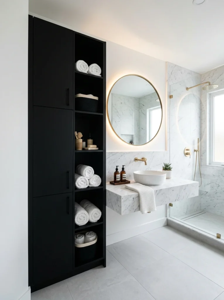 12 Black cabinet contrasting white