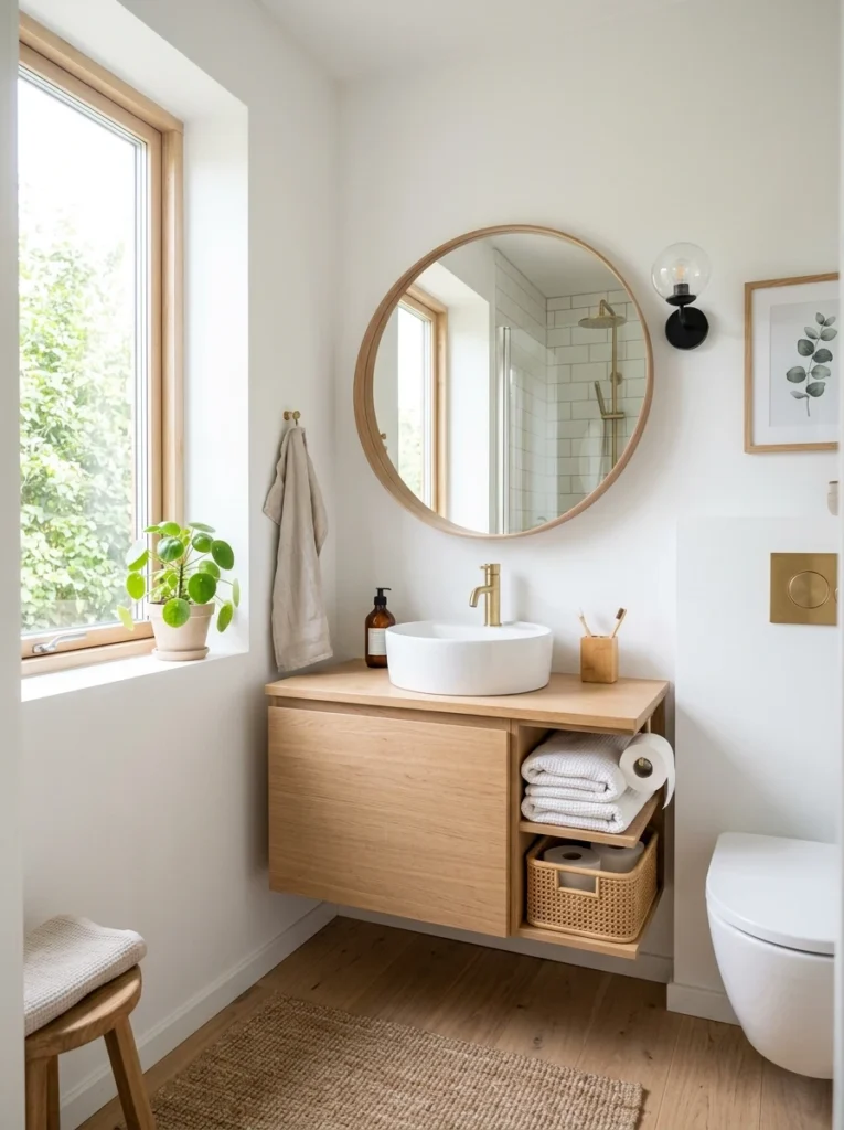 30 Very Small Bathroom Ideas That Make Your Space Feel Bigger 14 14 Scandinavian bathroom bright white