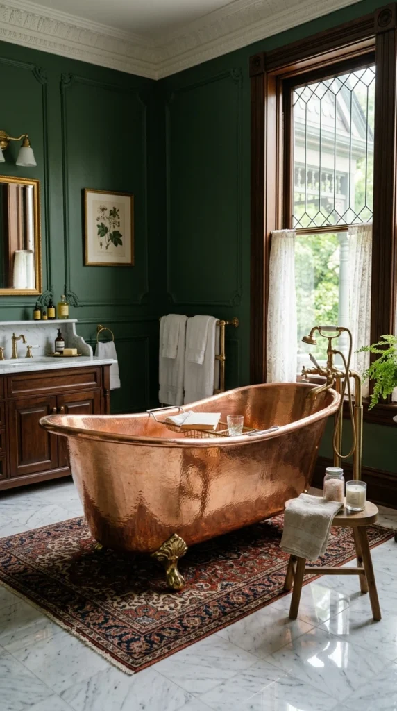30 Victorian Bathroom Ideas That Make Any Space Look Expensive 16 16 copper bathtub statement lu 016b