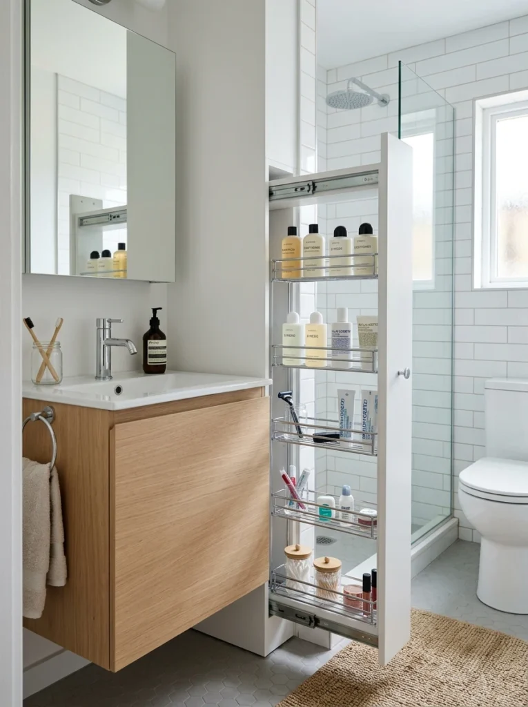 17 Tiny bathroom pull out cabinet