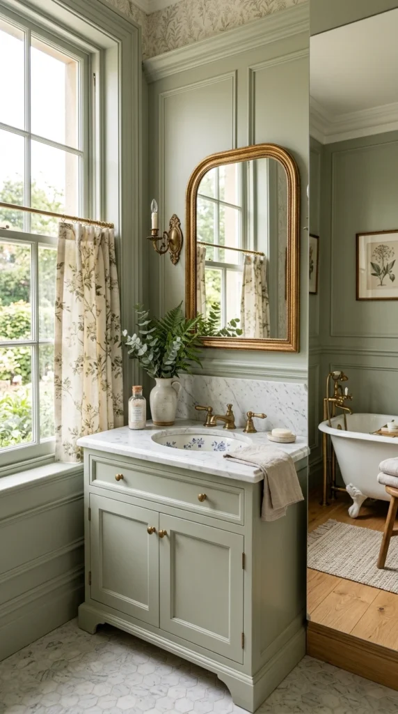 30 Victorian Bathroom Ideas That Make Any Space Look Expensive 2 2 sage green victorian bathroo 002