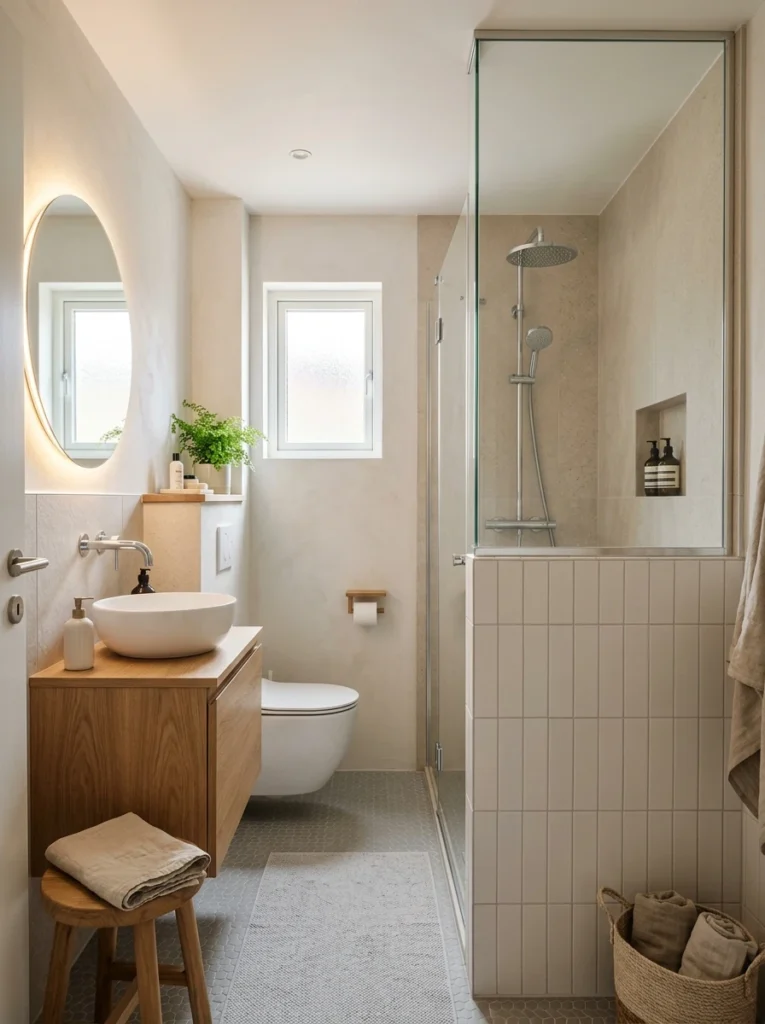 30 Very Small Bathroom Ideas That Make Your Space Feel Bigger 20 20 Small bathroom half wall partition