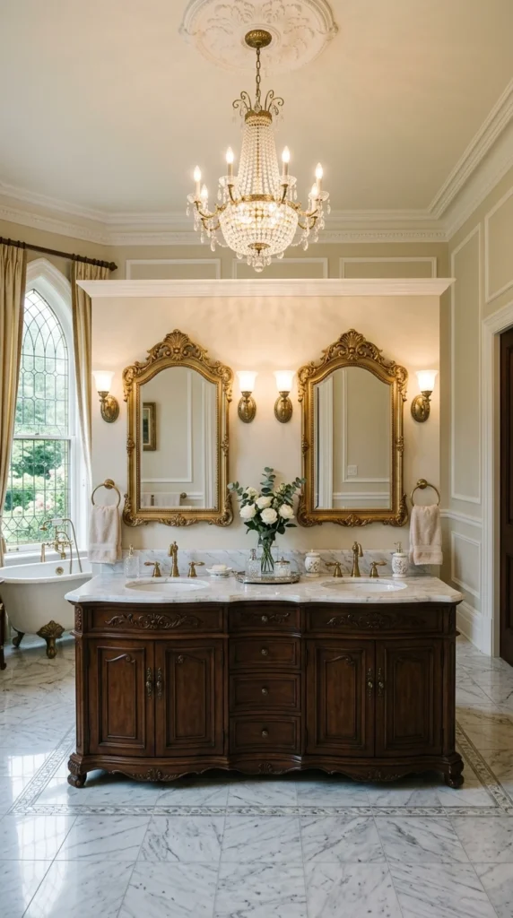 30 Victorian Bathroom Ideas That Make Any Space Look Expensive 22 22 double vanity victorian lux 022