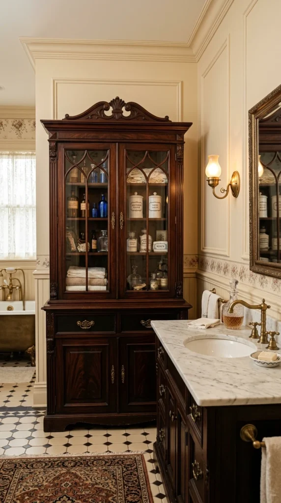 30 Victorian Bathroom Ideas That Make Any Space Look Expensive 23 23 victorian storage cabinet b 023b