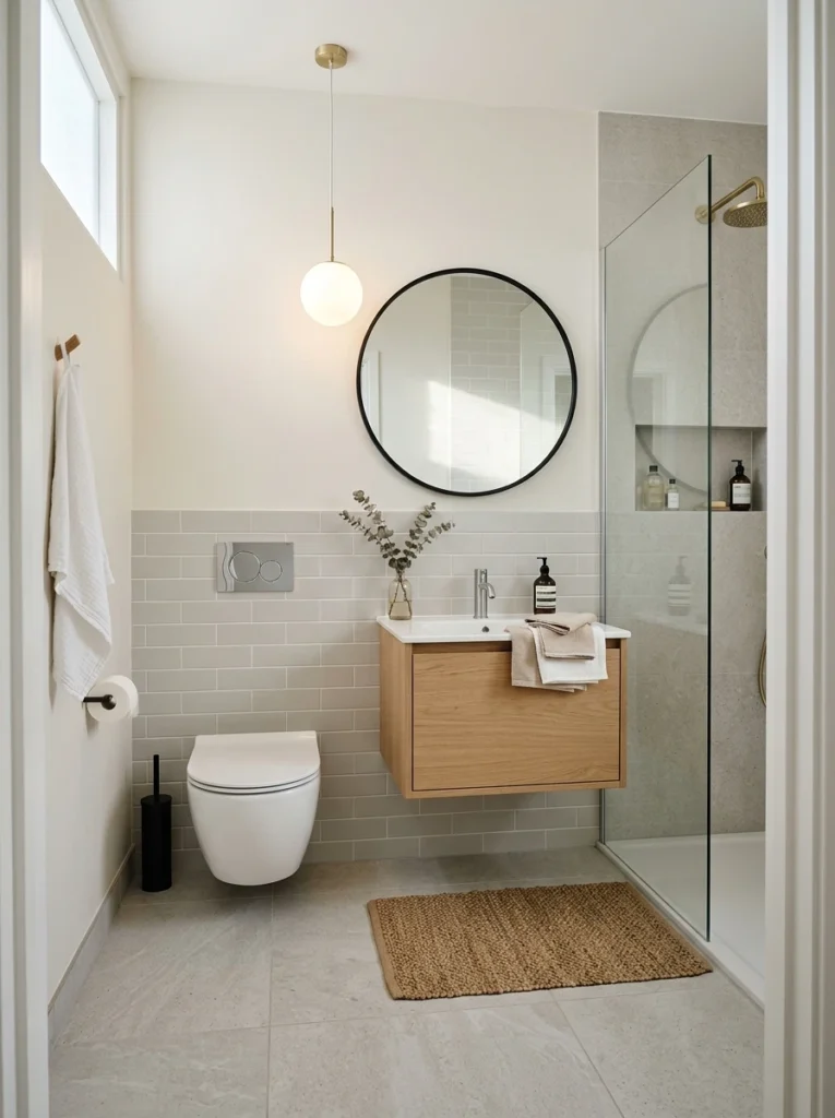 30 Very Small Bathroom Ideas That Make Your Space Feel Bigger 26 26 Wall mounted toilet vanity storage