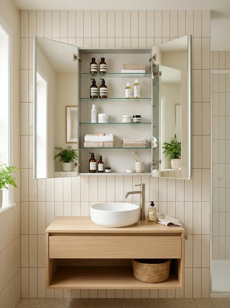 4 Mirrored cabinet with hidden storage