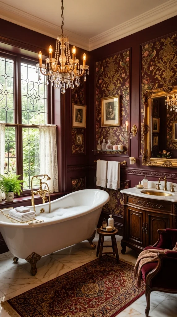 30 Victorian Bathroom Ideas That Make Any Space Look Expensive 4 4 burgundy victorian retreat r 004