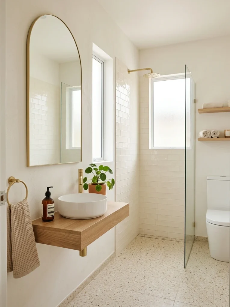 30 Very Small Bathroom Ideas That Make Your Space Feel Bigger 9 9 Tiny bathroom soft white beige