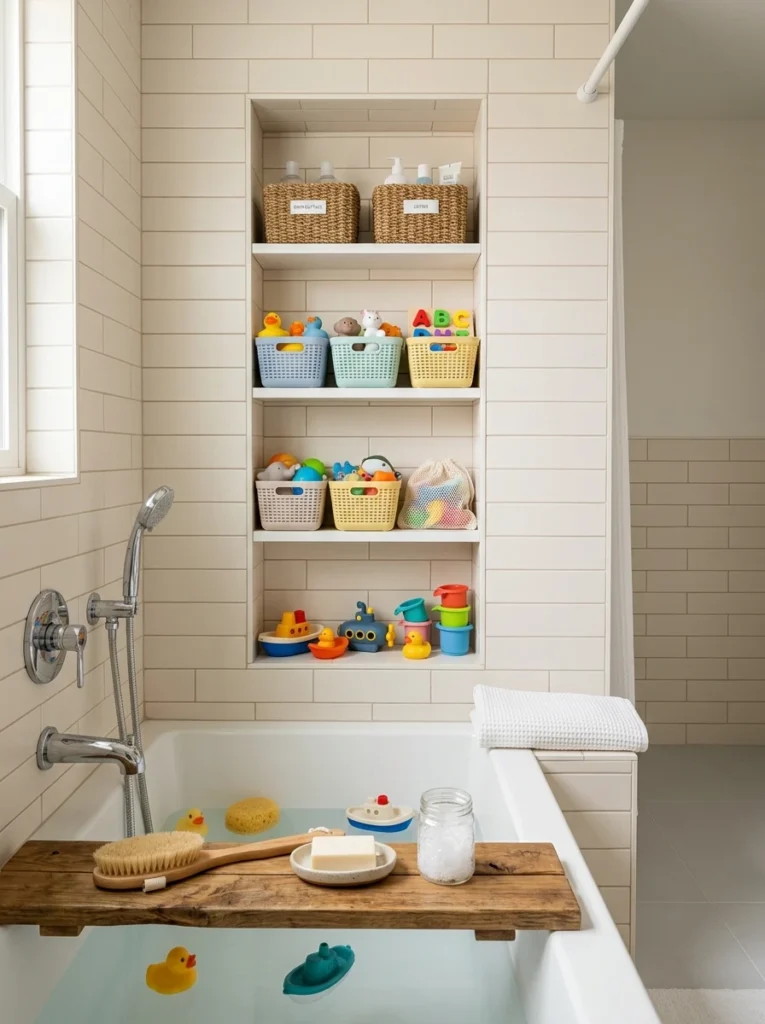 built in niche for bath toys v 013
