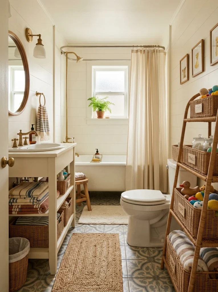 farmhouse bathroom with wicker 030b