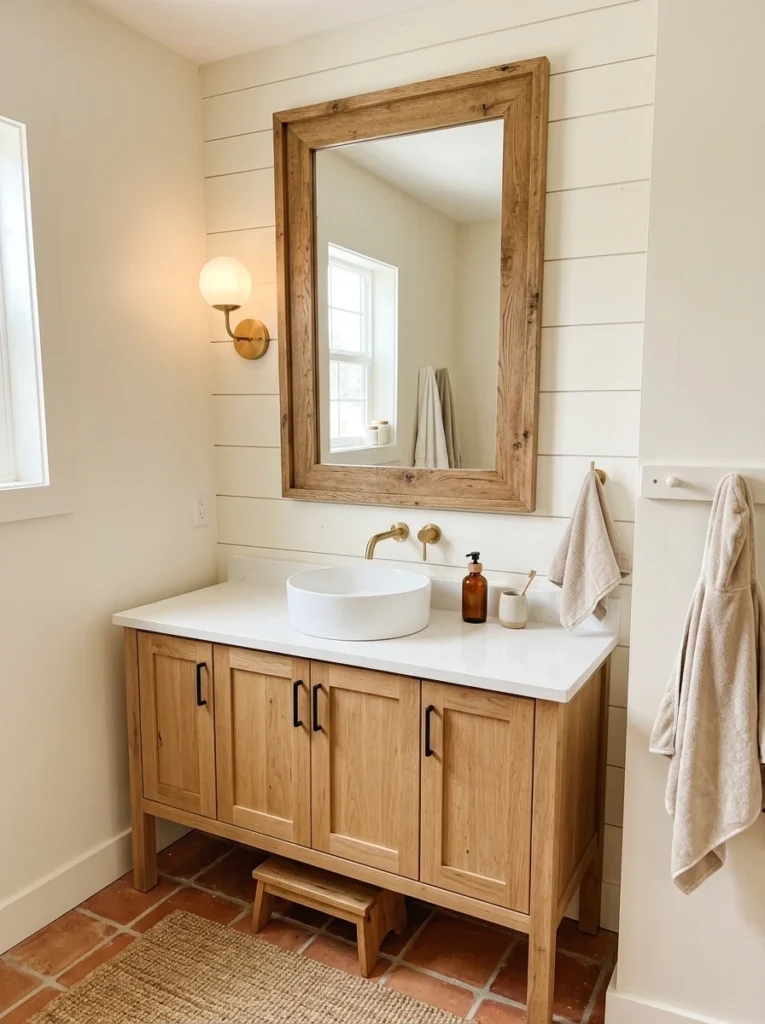 farmhouse mirror with wooden f 026b