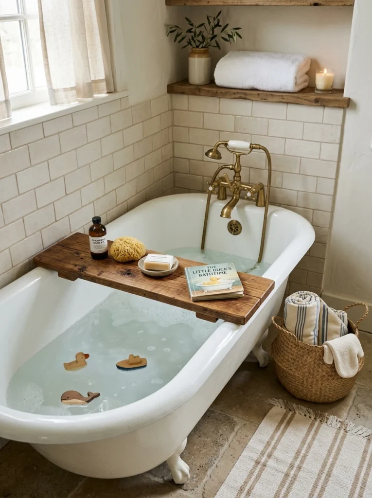 farmhouse tub with wooden bath 021