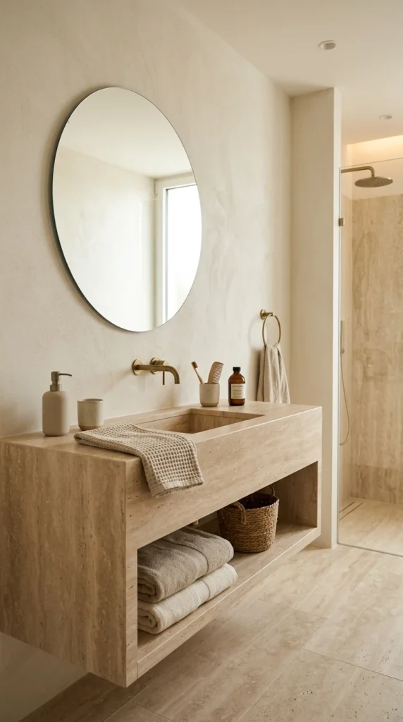 15 Neutral Bathroom Ideas You’ll Always Love 1 idea 1 warm beige minimal bath 001